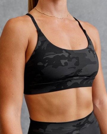 Crossed Straps Camouflage Sports Bra